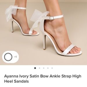 Ivory satin bow ankle strap shoes from Lulus